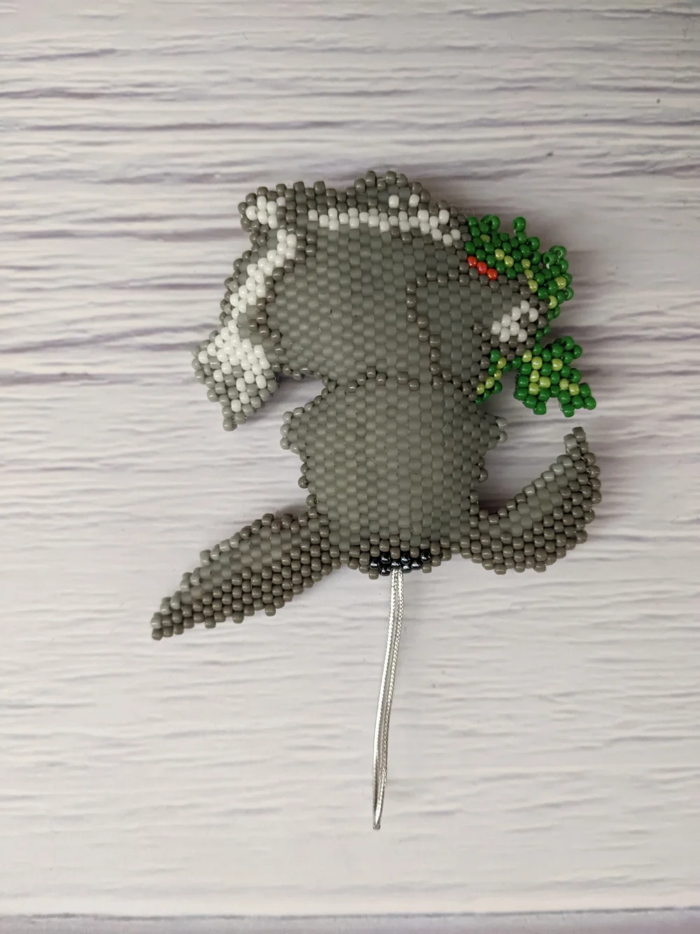 Gray Bunny with Carrot Beaded Hanging Ornament